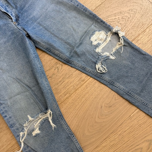 Agolde Riley High Rise Straight Crop Distressed Jeans - Picture 12 of 13